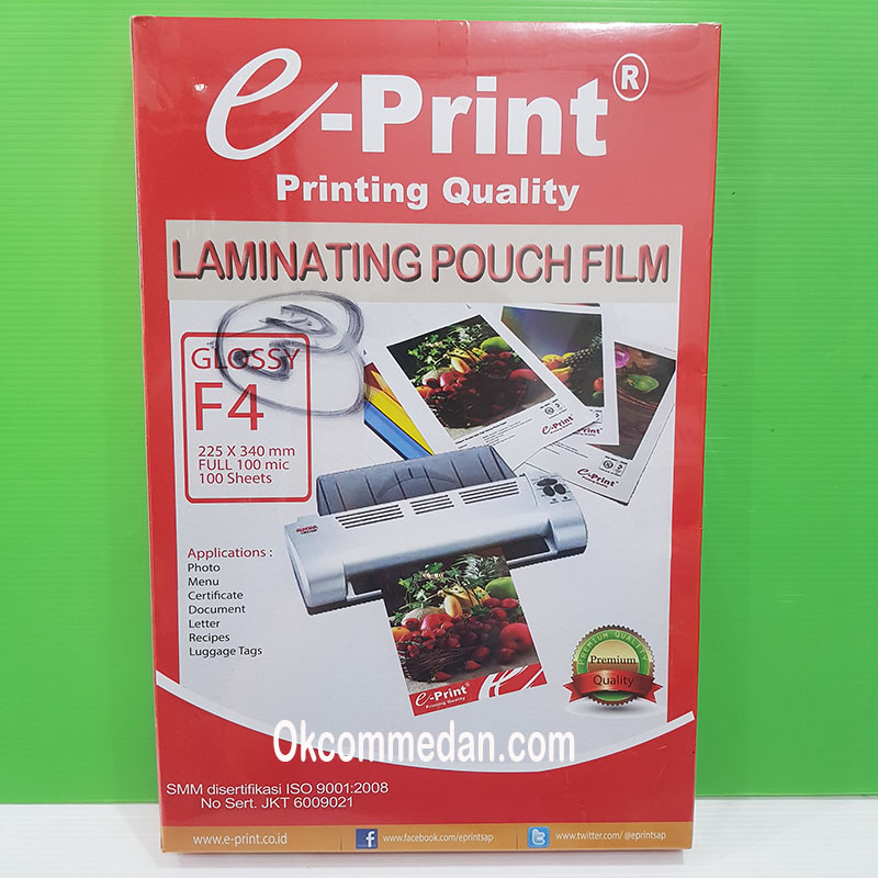 Plastik Laminating Ukuran F4 merek E-Print