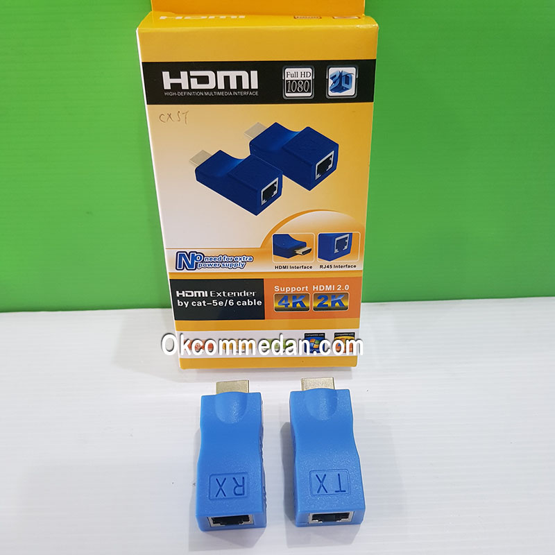 HDMI Extender Dengan Kabel LAN Cat 5e atau Cat 6e