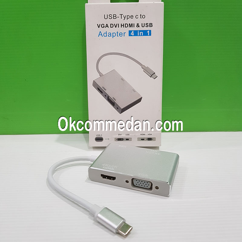 Kabel Konverter USB Tipe-C ke VGA HDMI DVI dan USB 3.0