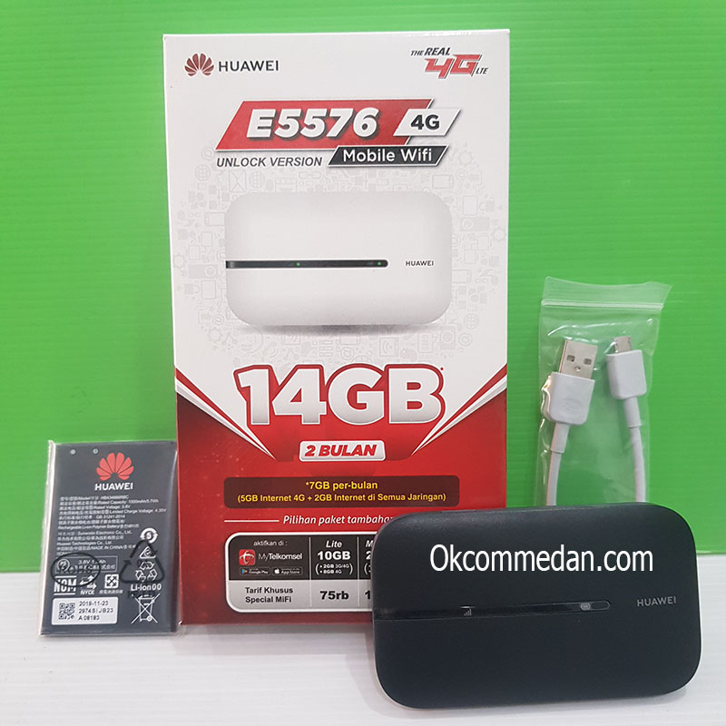 Huawei E5576 Mifi 4G + Kartu Perdana Telkomsel 14 Gb