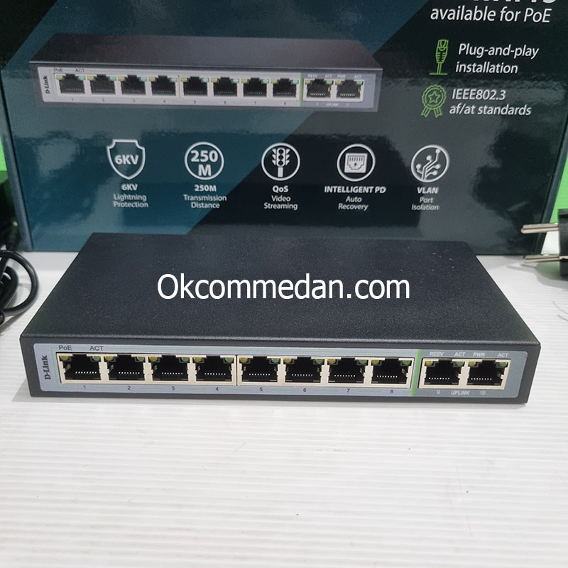 Jual Dlink DGS-F1010P-E 8 Port PoE dan 2 Port Uplink Switch