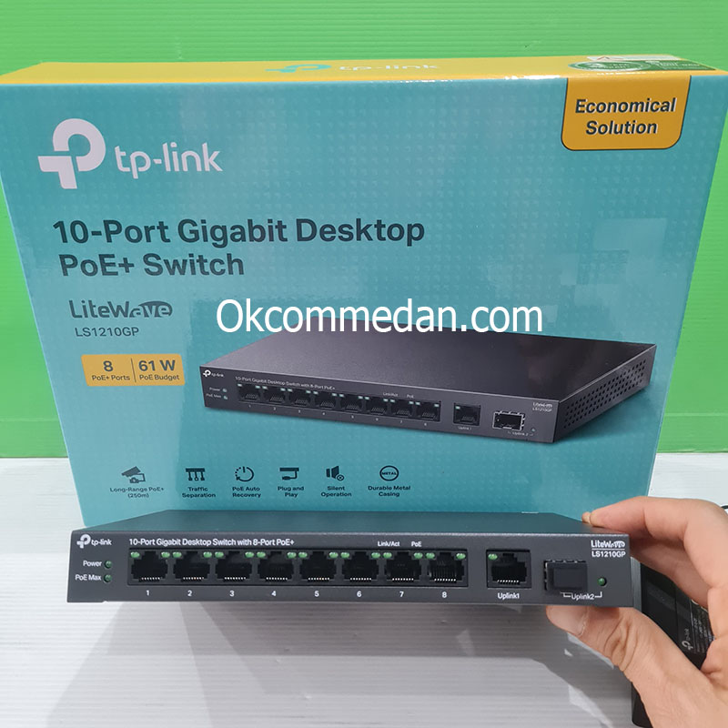 Harga Tplink LS1210GP 10 Port Gigabit Switch dengan 8 Port PoE+